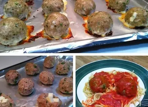 Mozzarella stuffed turkey meatballs